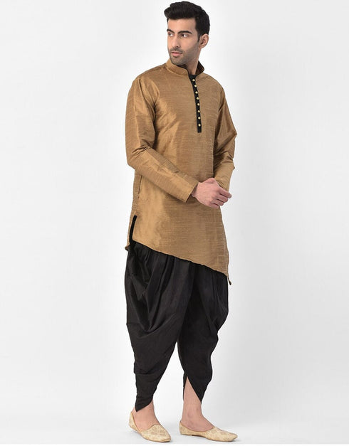 Copper Gold Kurta Dupion Silk Dhoti Closure View