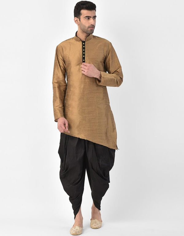 Copper Gold Kurta Dupion Silk Dhoti