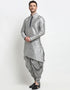Grey Kurta Dupion Silk Dhoti Closure View