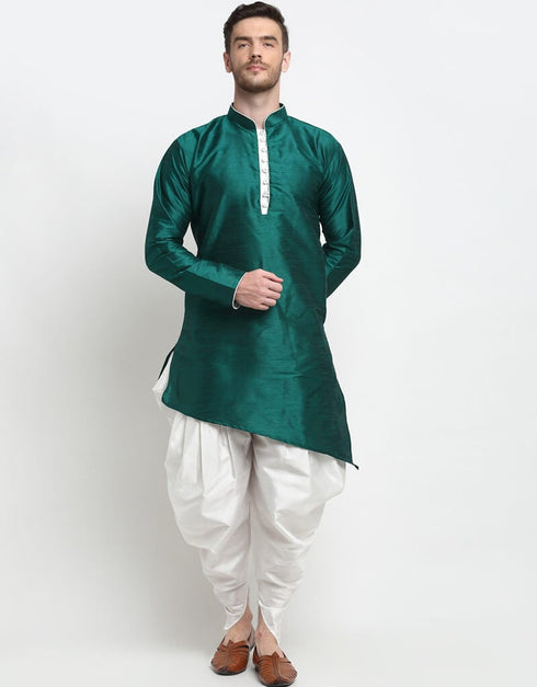 Green Kurta Dupion Silk Dhoti