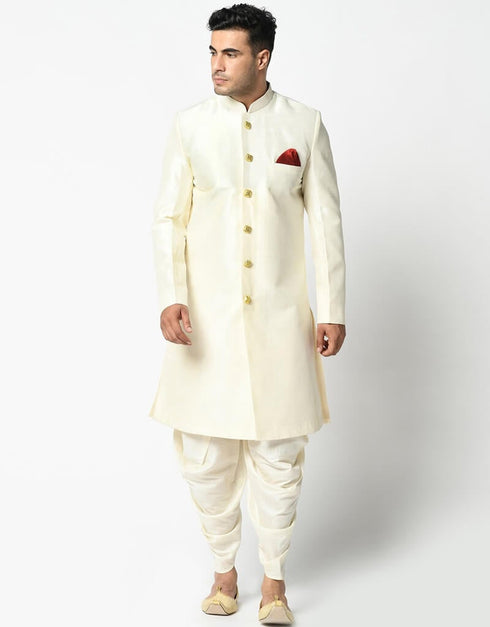 Cream Kurta Dupion Silk Dhoti