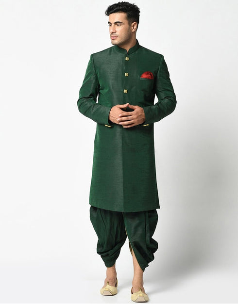 Green Kurta Dupion Silk Dhoti