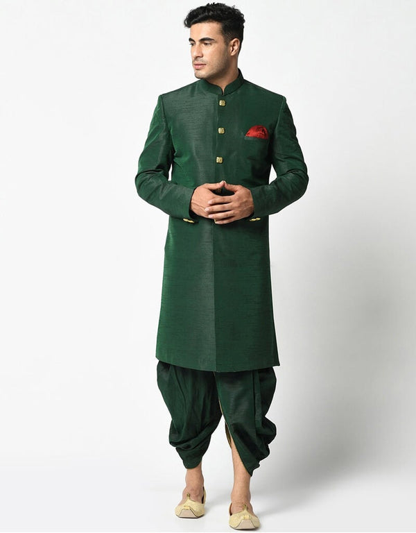 Green Kurta Dupion Silk Dhoti