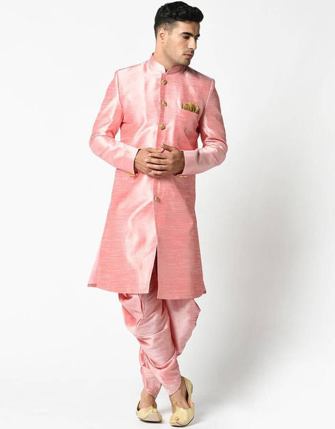 Light Pink Kurta Dupion Silk Dhoti