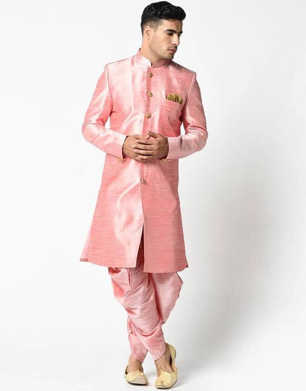 Light Pink Kurta Dupion Silk Dhoti