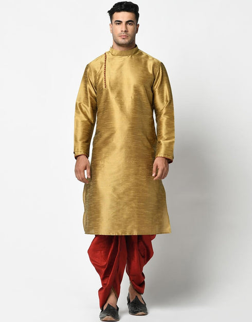 Gold Kurta Dupion Silk Dhoti