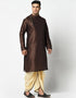 Brown Kurta Dupion Silk Dhoti Closure View