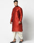 Maroon Kurta Dupion Silk Dhoti Closure View