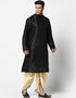 Black Kurta Dupion Silk Dhoti Closure View