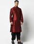 Maroon Kurta Dupion Silk Dhoti Closure View