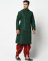 Green Kurta Dupion Silk Dhoti Closure View
