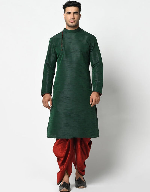 Green Kurta Dupion Silk Dhoti