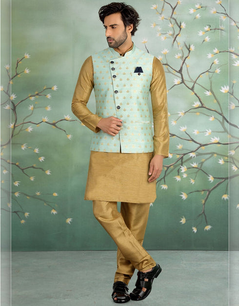 Beige Kurta Silk Chudiddar