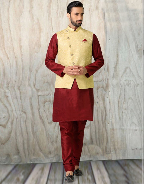 Maroon Kurta Silk Chudiddar