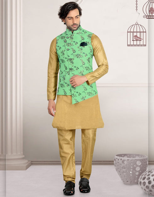 Beige Kurta Silk Chudiddar
