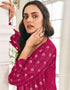 Pink Sharara style Suit Semi-Stitched Suits Salwar Kameez in Embroidery, Sequins & Lace Work Closure View Embroidery
