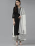 Black Pure Cotton Palazzo Suit Closure View
