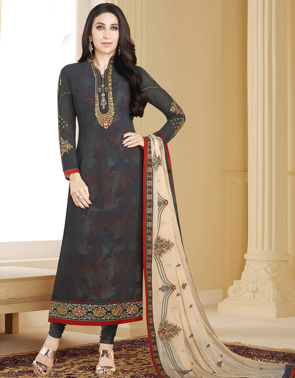 Dark Gray Georgette Pant Dress