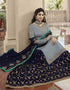 Grey Satin Georgette Lehenga Salwar Suits Salwar Kameez