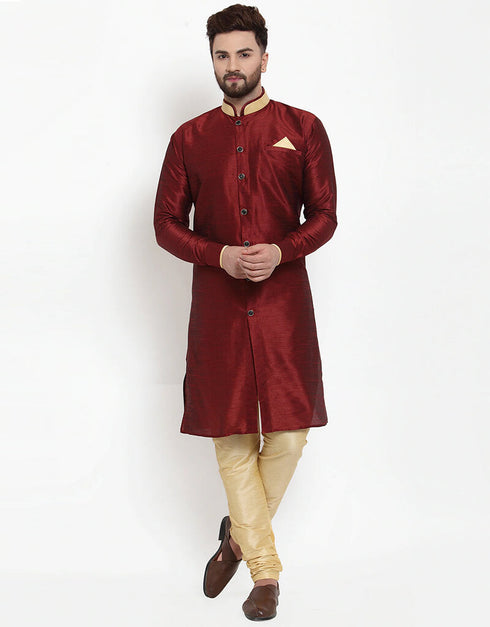 Maroon Kurta Banarasi Dhupion Silk Chudidaar