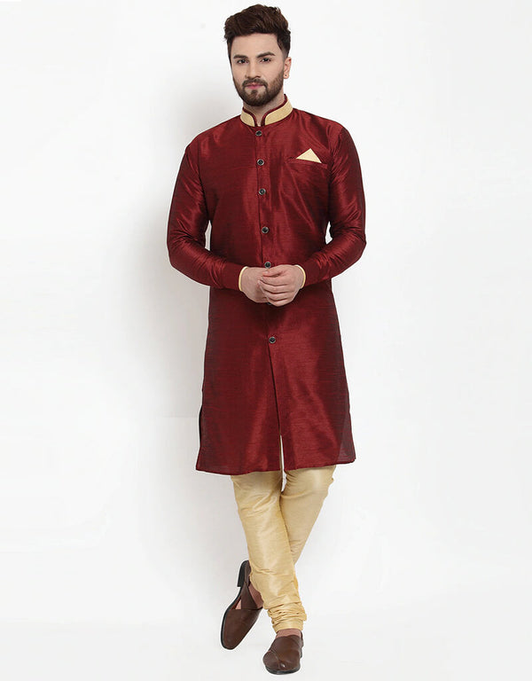 Maroon Kurta Banarasi Dhupion Silk Chudidaar