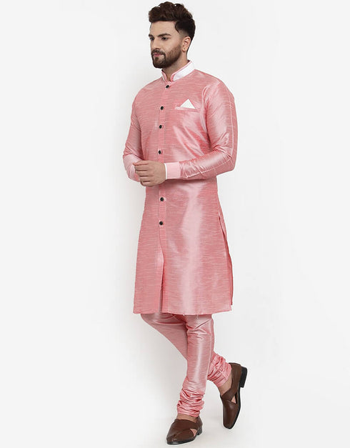Light Pink Kurta Banarasi Dhupion Silk Chudidaar Closure View