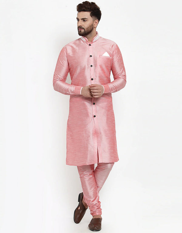 Light Pink Kurta Banarasi Dhupion Silk Chudidaar