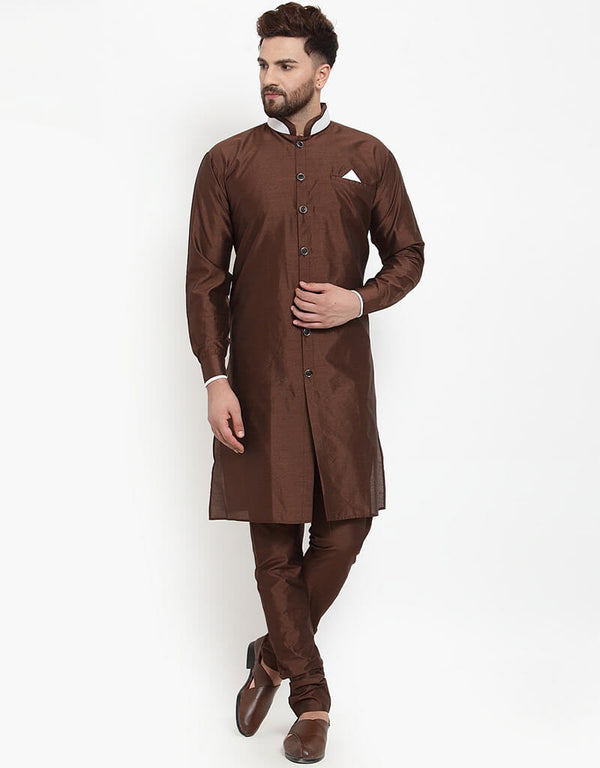 Coffee Kurta Banarasi Dhupion Silk Chudidaar