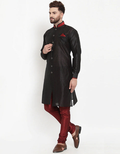 Black Kurta Banarasi Dhupion Silk Chudidaar Closure View