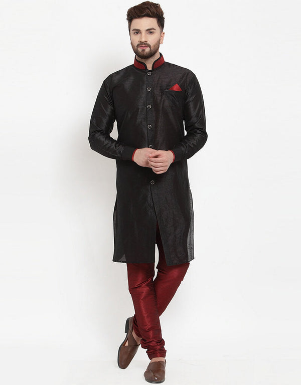 Black Kurta Banarasi Dhupion Silk Chudidaar