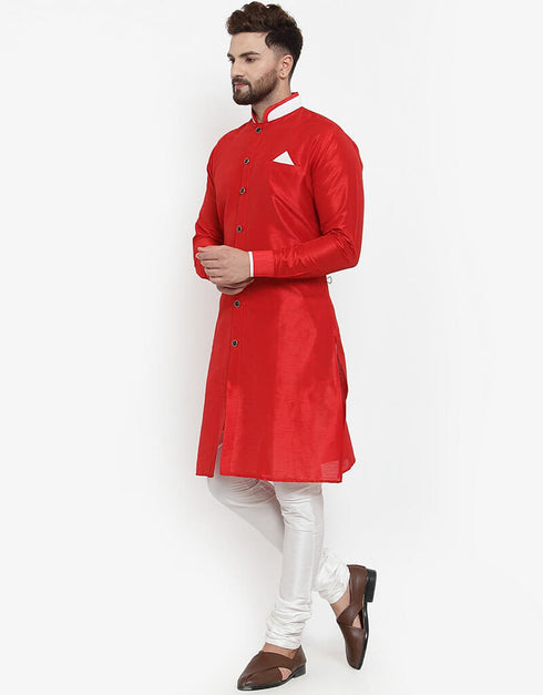 Red Kurta Banarasi Dhupion Silk Chudidaar Closure View