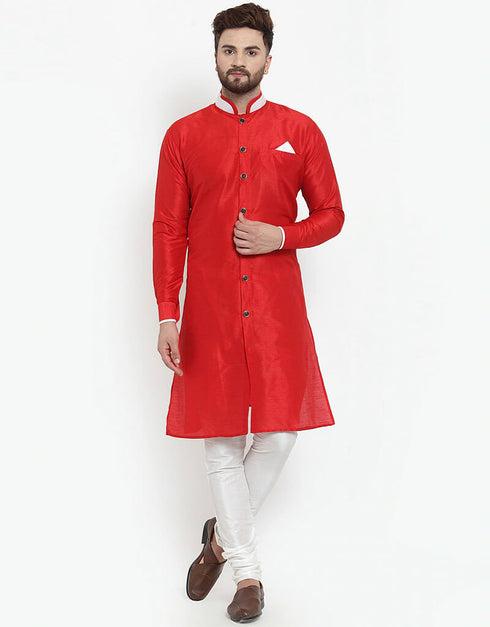 Red Kurta Banarasi Dhupion Silk Chudidaar
