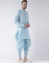 Sky Blue Kurta Art Dupion Dhoti Closure View