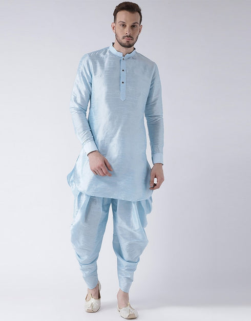 Sky Blue Kurta Art Dupion Dhoti