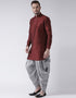 Maroon Kurta Art Dupion Dhoti Closure View