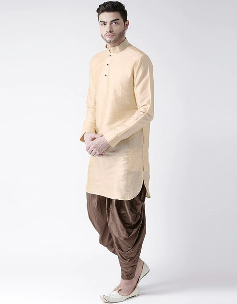 Cream Kurta Art Dupion Dhoti Closure View