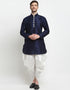 Navy Blue Kurta Art Dupion Dhoti