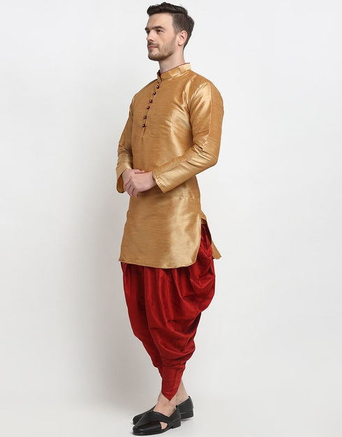 Gold Kurta Art Dupion Dhoti Closure View