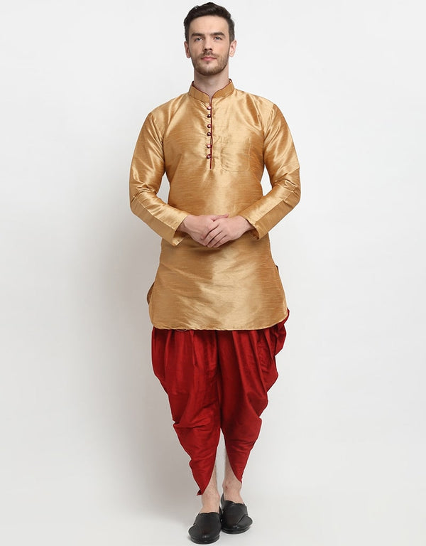 Gold Kurta Art Dupion Dhoti