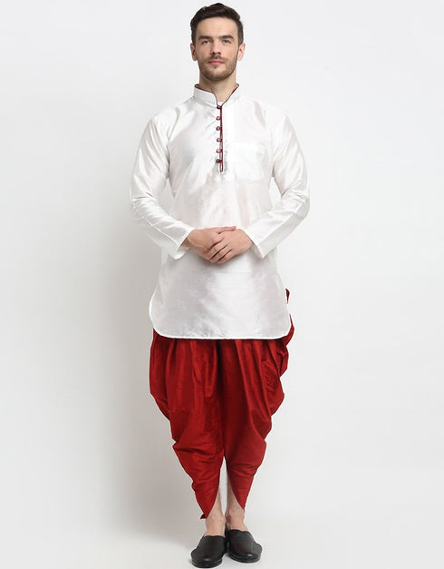 White Kurta Art Dupion Dhoti