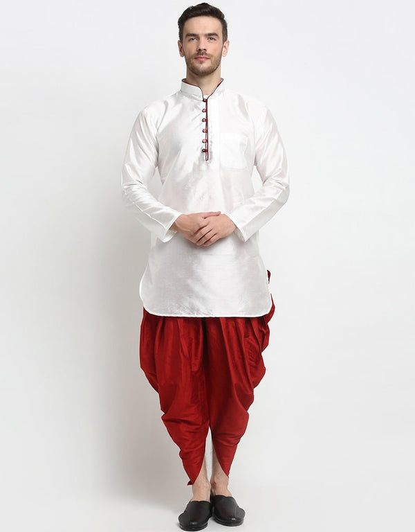White Kurta Art Dupion Dhoti
