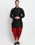 Black Kurta Art Dupion Dhoti