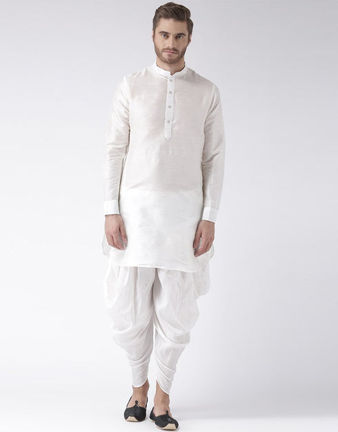 White Kurta Art Dupion Dhoti