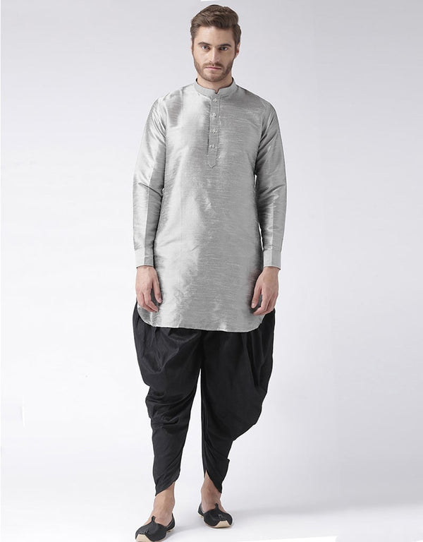 Grey Kurta Art Dupion Dhoti