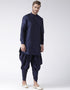 Navy Blue Kurta Art Dupion Dhoti Closure View