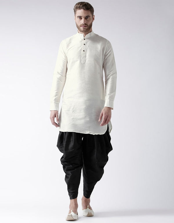 White Kurta Art Dupion Dhoti