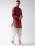 Maroon Kurta Art Dupion Dhoti Closure View