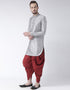 Grey Kurta Art Dupion Dhoti Closure View