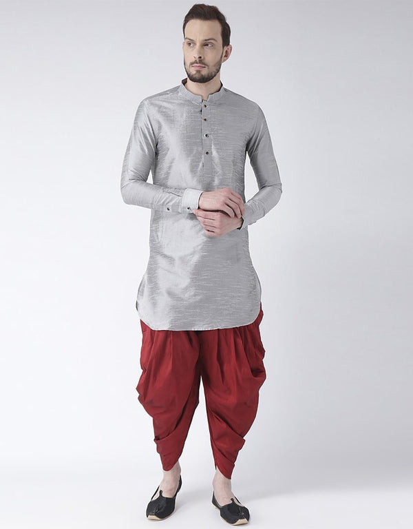 Grey Kurta Art Dupion Dhoti