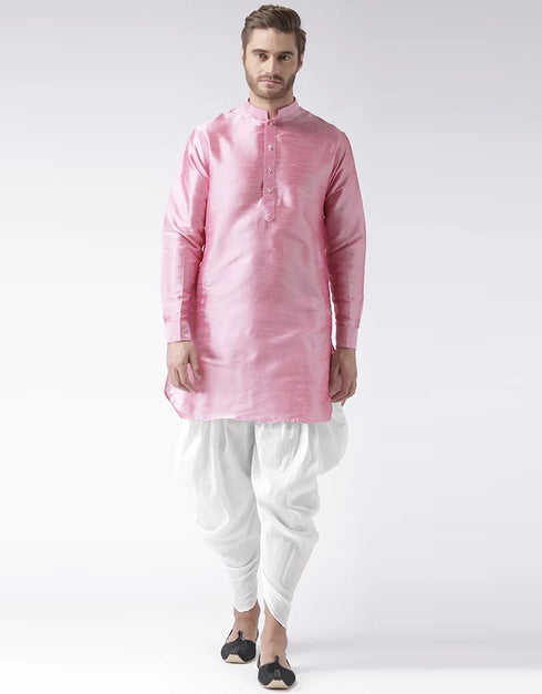 Light Pink Kurta Art Dupion Dhoti